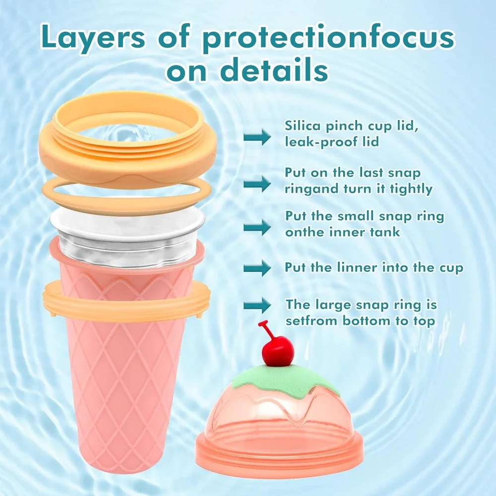 Slushie Cup, Smoothie Cups with Lids & Straws, Slushy Cup for Juices, Milk and I